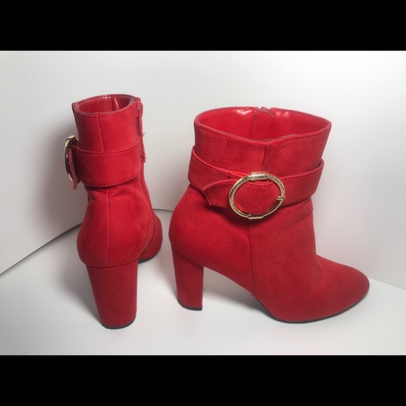 Red Ankle Booties - Picture 2 of 5